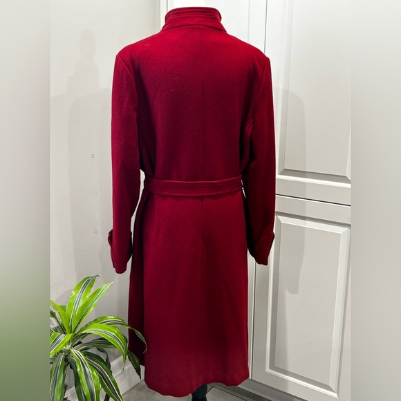 Sears Red Long Sleeve Women's Dress coat Wool vintage winter long jacket belt - Picture 4 of 12
